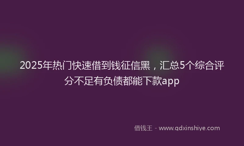 2025年热门快速借到钱征信黑，汇总5个综合评分不足有负债都能下款app