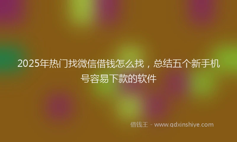 2025年热门找微信借钱怎么找，总结五个新手机号容易下款的软件
