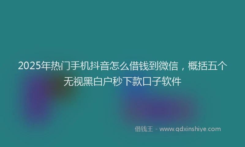 2025年热门手机抖音怎么借钱到微信，概括五个无视黑白户秒下款口子软件