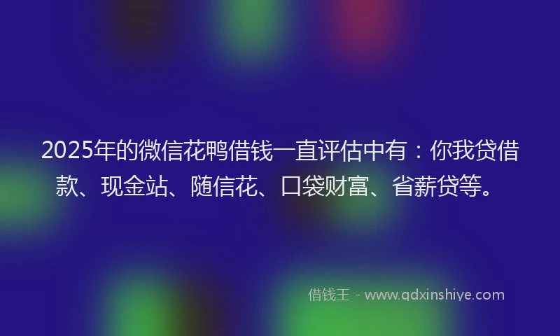 2025年的微信花鸭借钱一直评估中有：你我贷借款、现金站、随信花、口袋财富、省薪贷等。