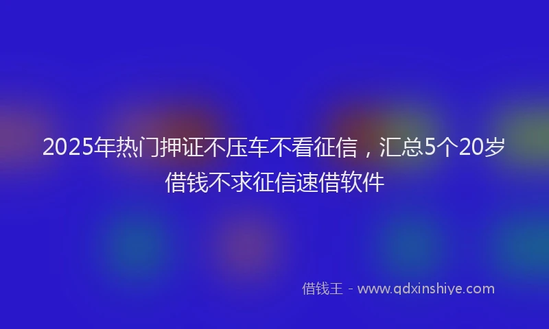 2025年热门押证不压车不看征信，汇总5个20岁借钱不求征信速借软件