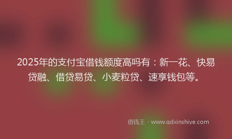 2025年的支付宝借钱额度高吗有：新一花、快易贷融、借贷易贷、小麦粒贷、速享钱包等。