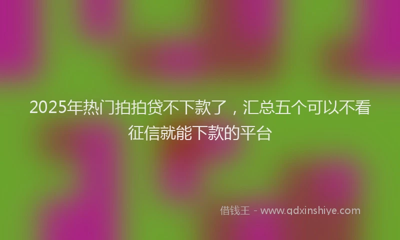 2025年热门拍拍贷不下款了，汇总五个可以不看征信就能下款的平台