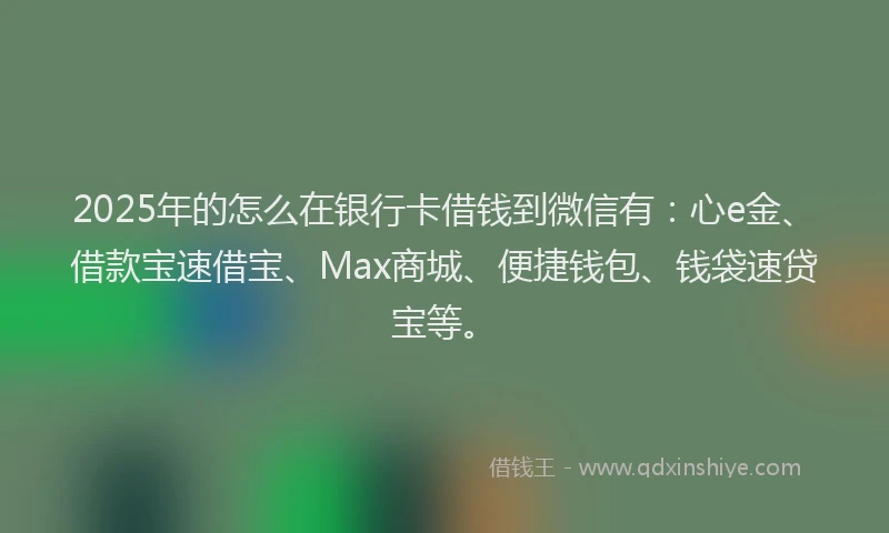 2025年的怎么在银行卡借钱到微信有：心e金、借款宝速借宝、Max商城、便捷钱包、钱袋速贷宝等。