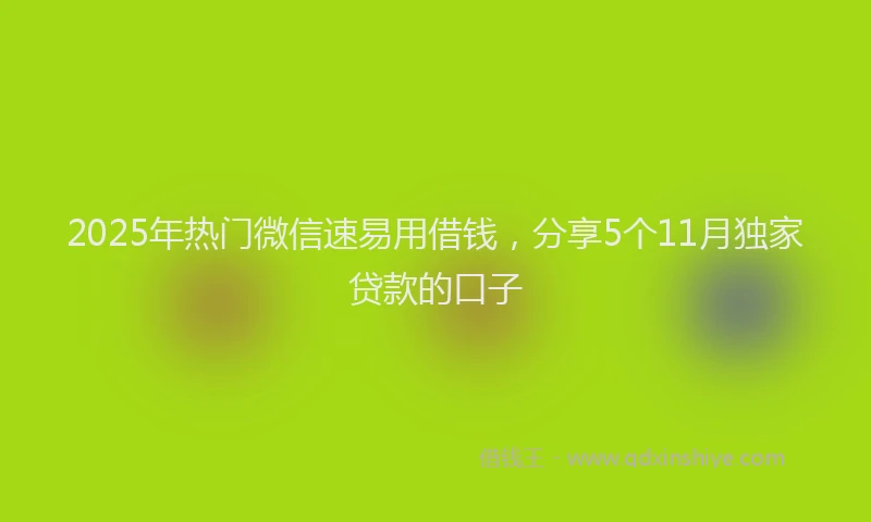 2025年热门微信速易用借钱，分享5个11月独家贷款的口子