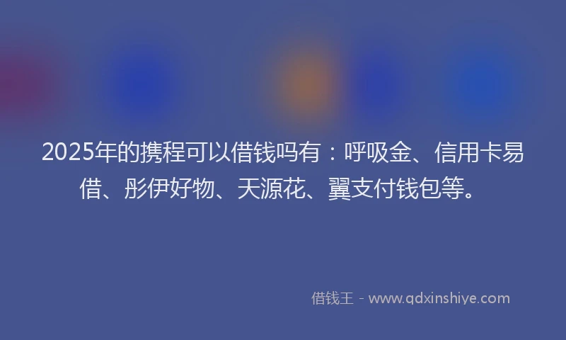 2025年的携程可以借钱吗有：呼吸金、信用卡易借、彤伊好物、天源花、翼支付钱包等。