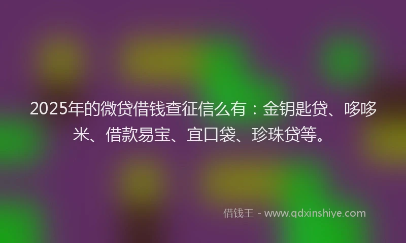 2025年的微贷借钱查征信么有：金钥匙贷、哆哆米、借款易宝、宜口袋、珍珠贷等。
