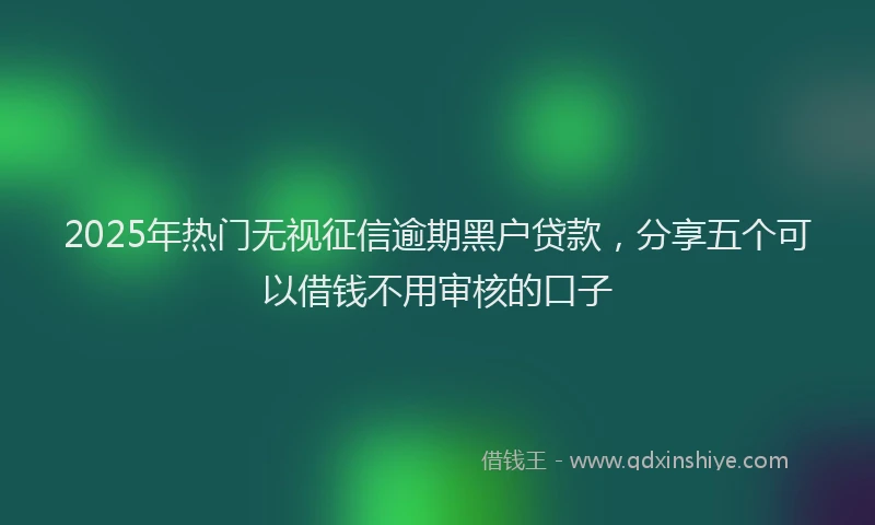 2025年热门无视征信逾期黑户贷款，分享五个可以借钱不用审核的口子