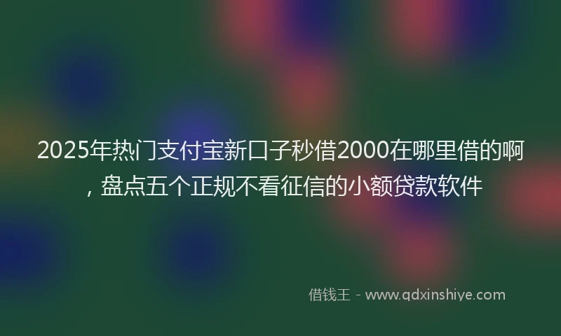 2025年热门支付宝新口子秒借2000在哪里借的啊，盘点五个正规不看征信的小额贷款软件