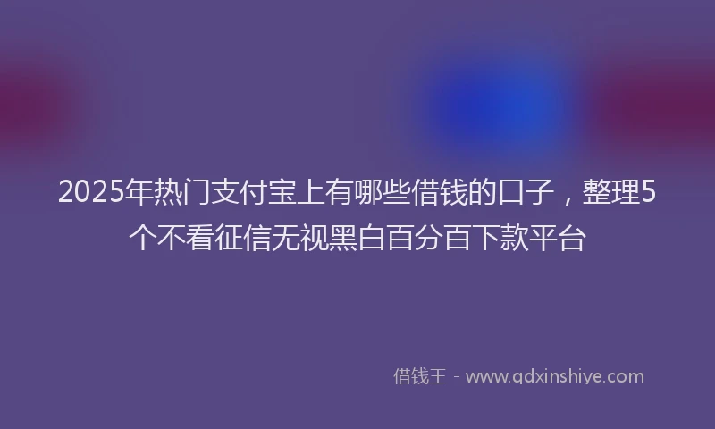 2025年热门支付宝上有哪些借钱的口子，整理5个不看征信无视黑白百分百下款平台