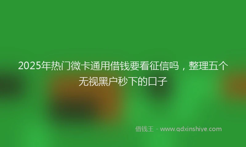 2025年热门微卡通用借钱要看征信吗，整理五个无视黑户秒下的口子