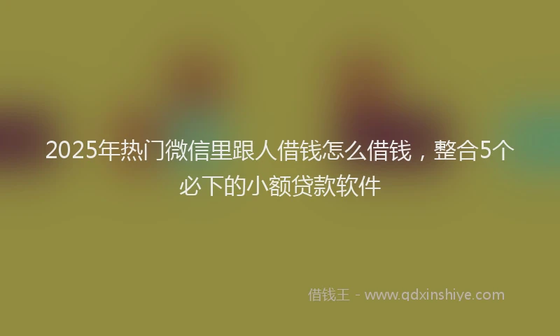 2025年热门微信里跟人借钱怎么借钱，整合5个必下的小额贷款软件