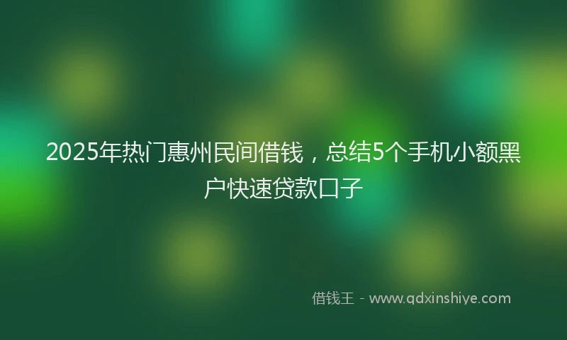 2025年热门惠州民间借钱，总结5个手机小额黑户快速贷款口子
