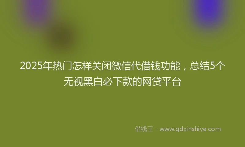 2025年热门怎样关闭微信代借钱功能，总结5个无视黑白必下款的网贷平台