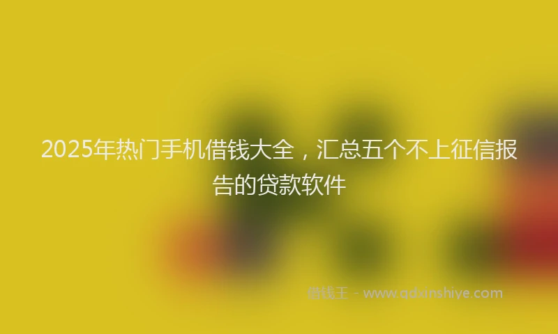 2025年热门手机借钱大全，汇总五个不上征信报告的贷款软件