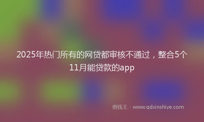 2025年热门所有的网贷都审核不通过，整合5个11月能贷款的app