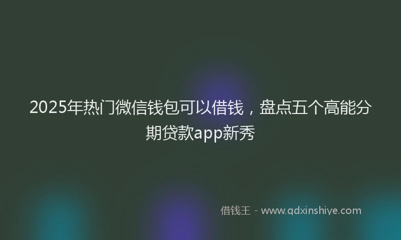 2025年热门微信钱包可以借钱，盘点五个高能分期贷款app新秀