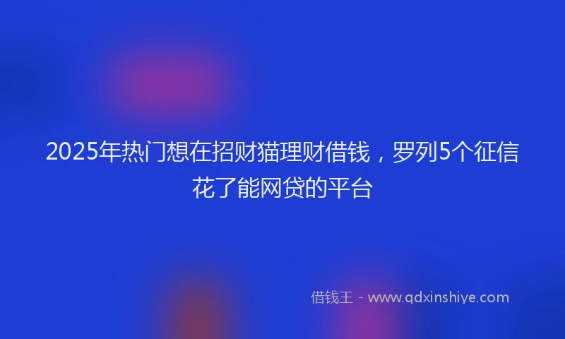 2025年热门想在招财猫理财借钱，罗列5个征信花了能网贷的平台
