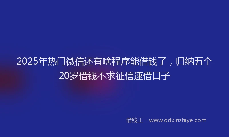 2025年热门微信还有啥程序能借钱了，归纳五个20岁借钱不求征信速借口子