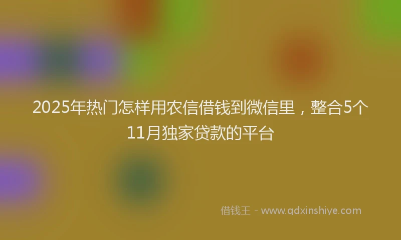 2025年热门怎样用农信借钱到微信里，整合5个11月独家贷款的平台