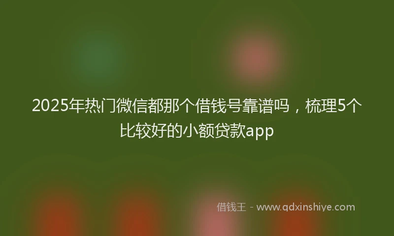 2025年热门微信都那个借钱号靠谱吗，梳理5个比较好的小额贷款app