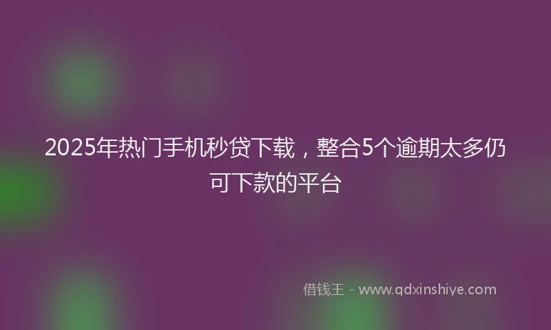 2025年热门手机秒贷下载，整合5个逾期太多仍可下款的平台