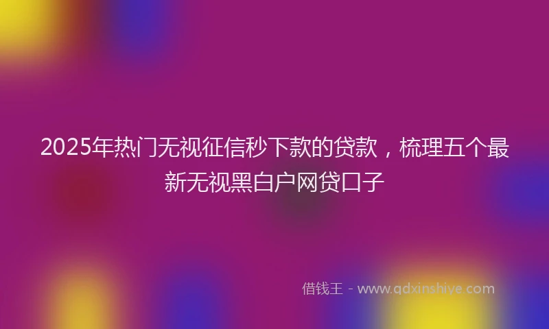2025年热门无视征信秒下款的贷款，梳理五个最新无视黑白户网贷口子