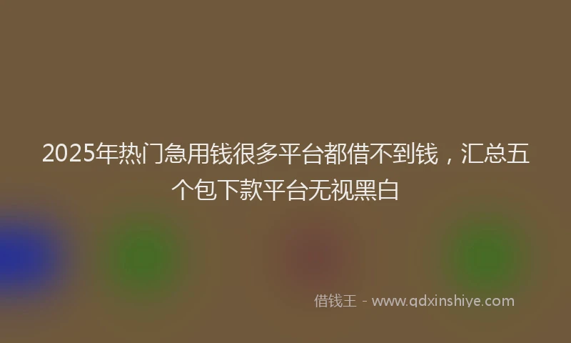 2025年热门急用钱很多平台都借不到钱，汇总五个包下款平台无视黑白