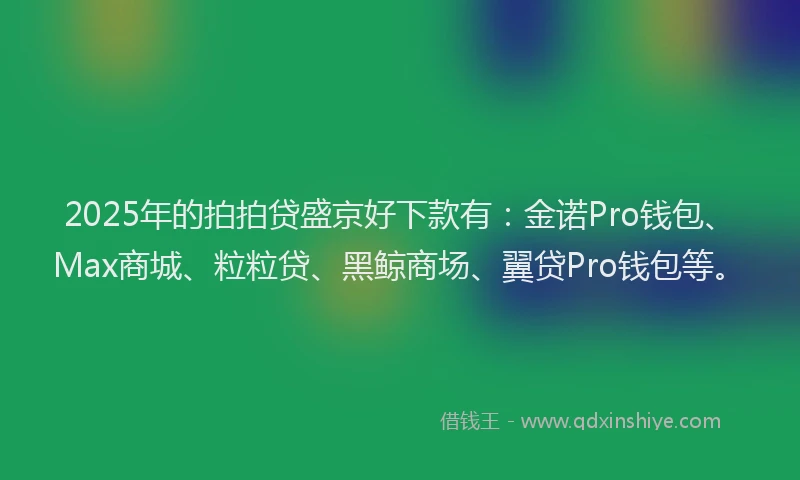 2025年的拍拍贷盛京好下款有：金诺Pro钱包、Max商城、粒粒贷、黑鲸商场、翼贷Pro钱包等。