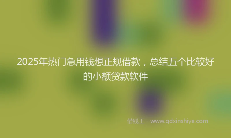 2025年热门急用钱想正规借款，总结五个比较好的小额贷款软件