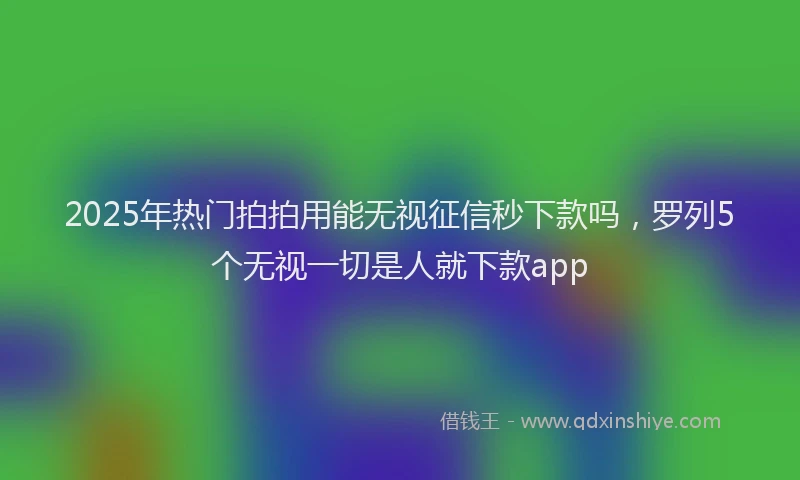 2025年热门拍拍用能无视征信秒下款吗，罗列5个无视一切是人就下款app