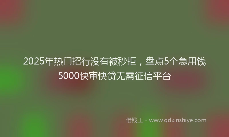 2025年热门招行没有被秒拒，盘点5个急用钱5000快审快贷无需征信平台