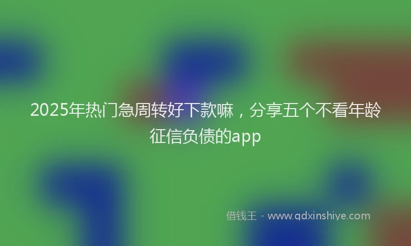 2025年热门急周转好下款嘛，分享五个不看年龄征信负债的app