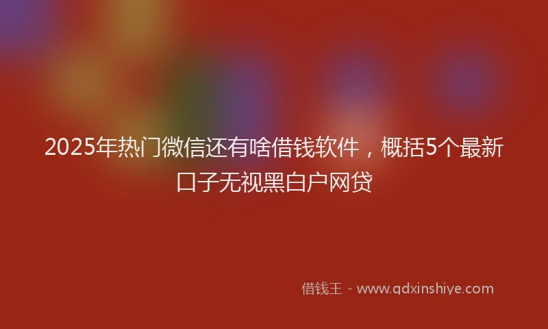 2025年热门微信还有啥借钱软件，概括5个最新口子无视黑白户网贷