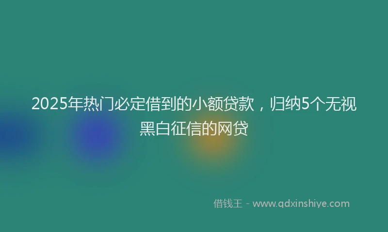 2025年热门必定借到的小额贷款，归纳5个无视黑白征信的网贷