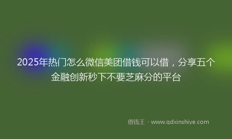 2025年热门怎么微信美团借钱可以借，分享五个金融创新秒下不要芝麻分的平台