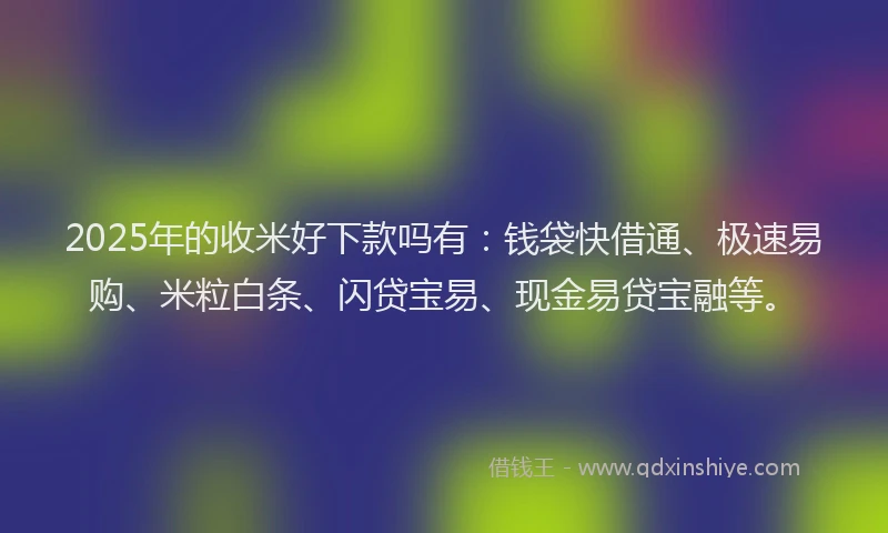 2025年的收米好下款吗有：钱袋快借通、极速易购、米粒白条、闪贷宝易、现金易贷宝融等。