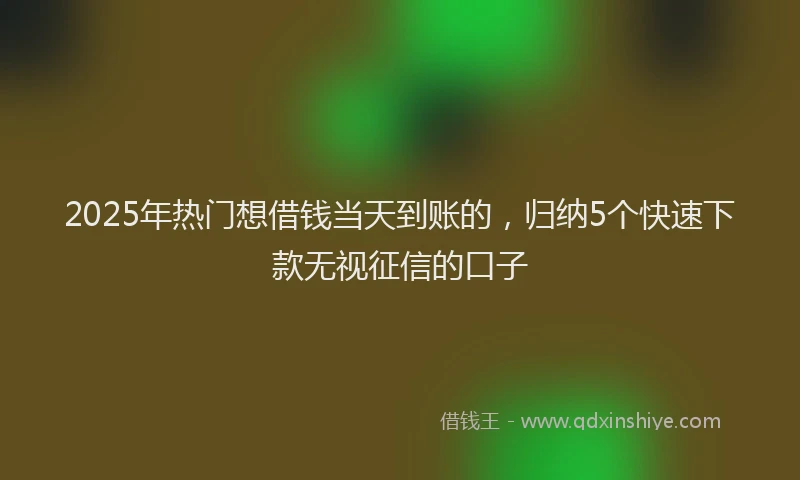 2025年热门想借钱当天到账的，归纳5个快速下款无视征信的口子