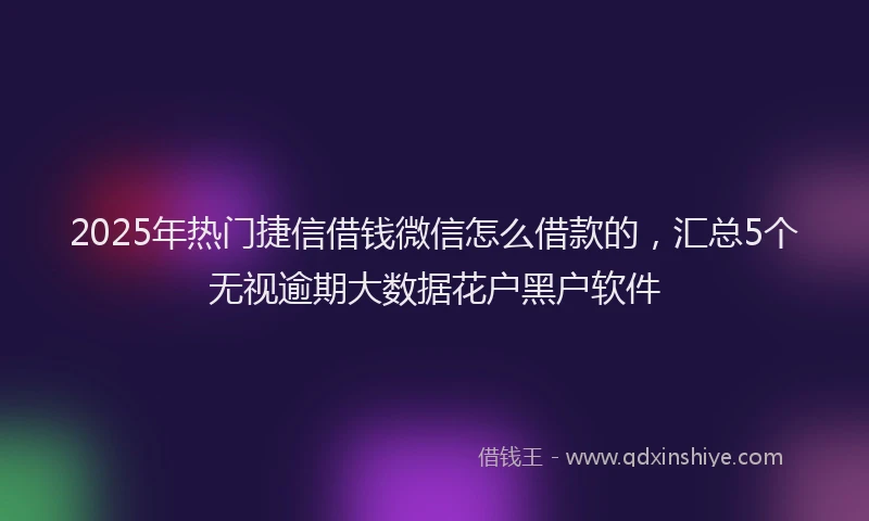 2025年热门捷信借钱微信怎么借款的，汇总5个无视逾期大数据花户黑户软件