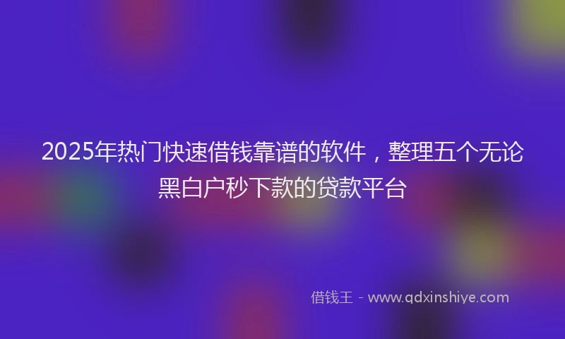 2025年热门快速借钱靠谱的软件，整理五个无论黑白户秒下款的贷款平台