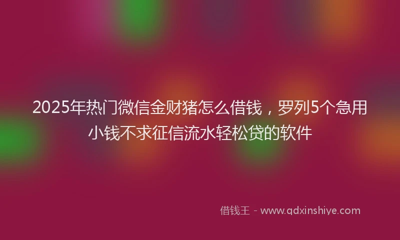 2025年热门微信金财猪怎么借钱，罗列5个急用小钱不求征信流水轻松贷的软件