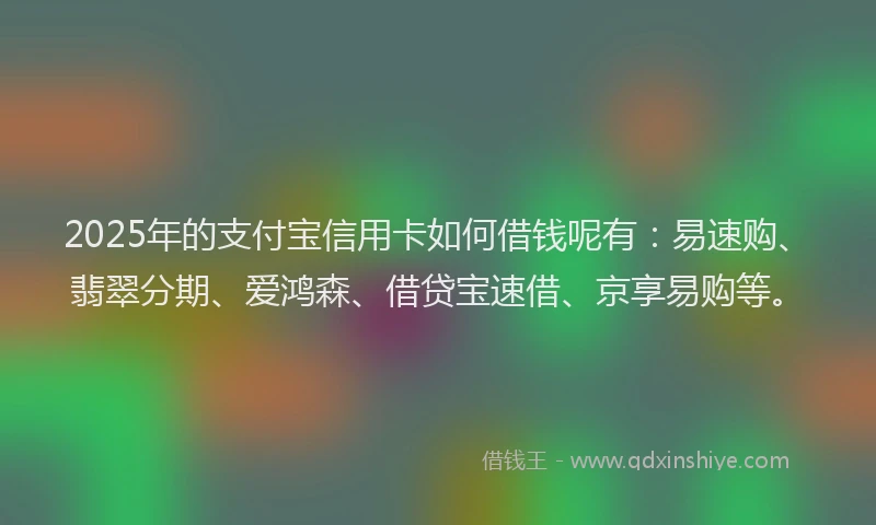 2025年的支付宝信用卡如何借钱呢有：易速购、翡翠分期、爱鸿森、借贷宝速借、京享易购等。
