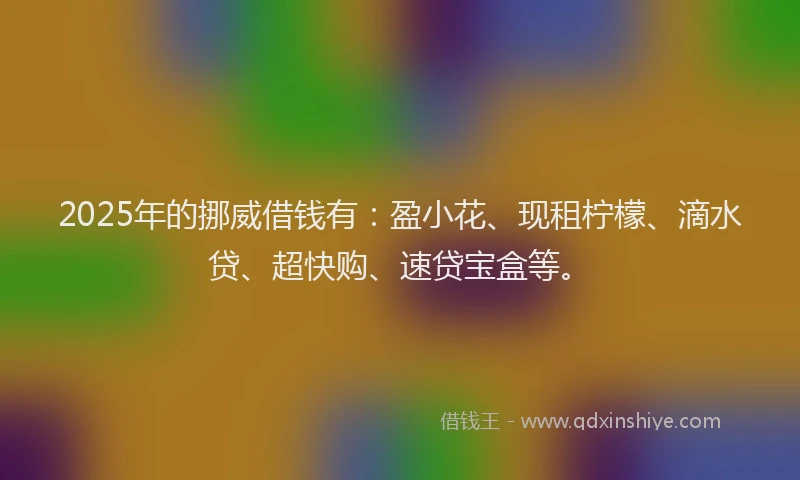 2025年的挪威借钱有：盈小花、现租柠檬、滴水贷、超快购、速贷宝盒等。