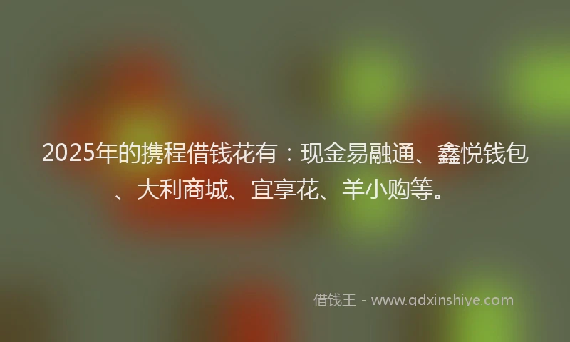 2025年的携程借钱花有：现金易融通、鑫悦钱包、大利商城、宜享花、羊小购等。