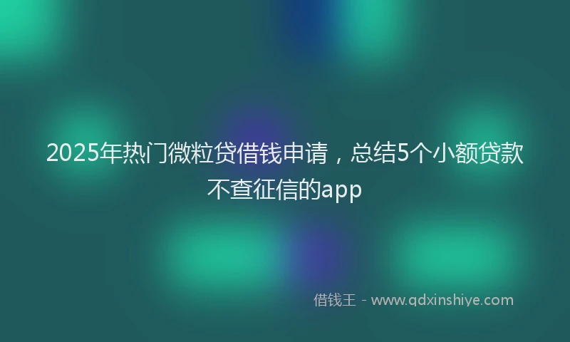 2025年热门微粒贷借钱申请，总结5个小额贷款不查征信的app