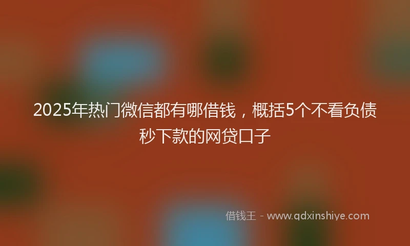 2025年热门微信都有哪借钱，概括5个不看负债秒下款的网贷口子