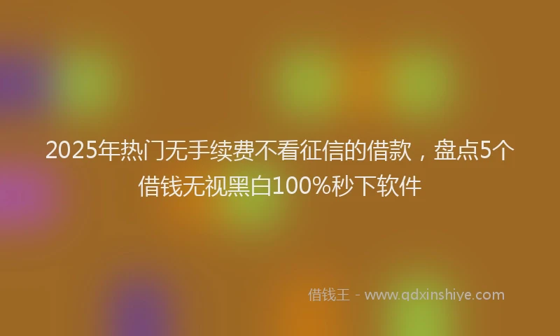 2025年热门无手续费不看征信的借款，盘点5个借钱无视黑白100%秒下软件