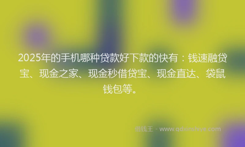 2025年的手机哪种贷款好下款的快有：钱速融贷宝、现金之家、现金秒借贷宝、现金直达、袋鼠钱包等。