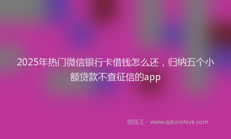 2025年热门微信银行卡借钱怎么还，归纳五个小额贷款不查征信的app