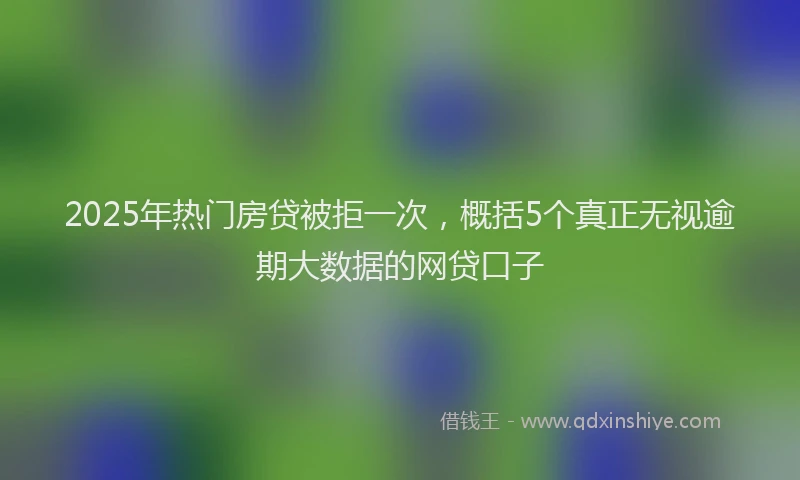 2025年热门房贷被拒一次，概括5个真正无视逾期大数据的网贷口子